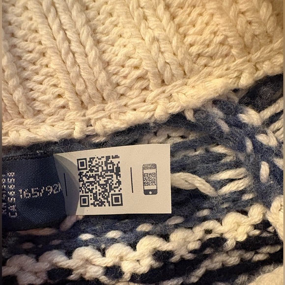Polo Ralph Lauren Fair Isle Toggle Cardigan Ivory Cable Knit Nordic Sweater M - Picture 9 of 9